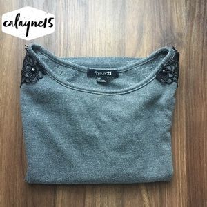Grey Top with Shoulder Embellishments